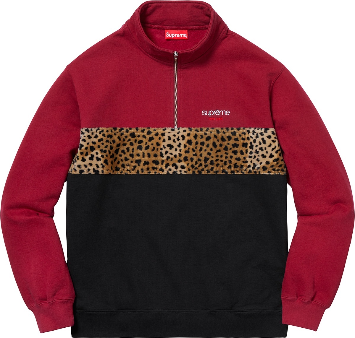Leopard Panel Half Zip Sweatshirt view 2